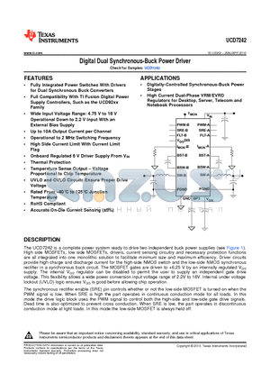 UCD7242 datasheet - Digital Dual Synchronous-Buck Power Driver