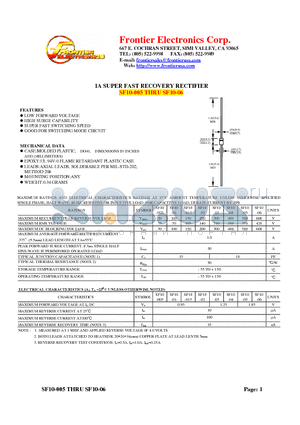 SF10-005 datasheet - 1A SUPER FAST RECOVERY RECTIFIER