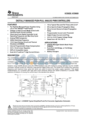 UCD8220RSAR datasheet - DIGITALLY MANAGED PUSH-PULL ANALOG PWM CONTROLLERS