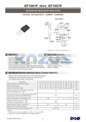 SF1005F datasheet - SUPERFAST RECOVERY RECTIFIER