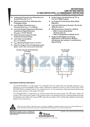 SN74CBT3345CDBQRG4 datasheet - 8-BIT FET BUS SWITCH 5-V BUS SWITCH WITH -2-V UNDERSHOOT PROTECTION