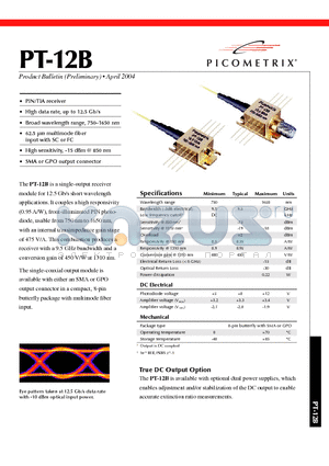 PT-12B62.5 datasheet - A single-output receiver module