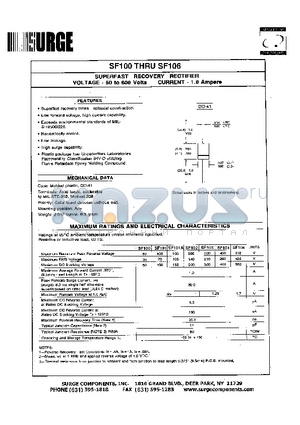 SF104 datasheet - SUPERFAST RECOVERY RECTIFIER VOLTAGE - 50 - 600 Volts CURRENT - 1.0 Amperes