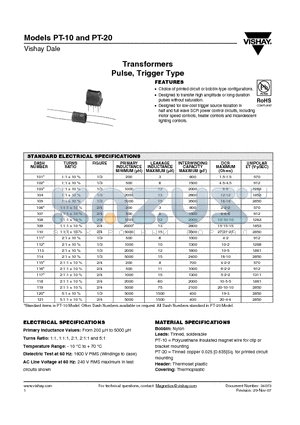 PT-20 datasheet - Transformers Pulse, Trigger Type