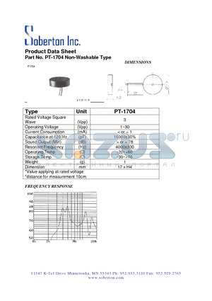 PT-1704 datasheet - Non-Washable Type