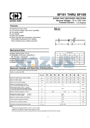 SF104 datasheet - SUPER FAST RECOVERY RECTIFIER