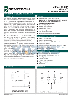 UCLAMP0544P datasheet - lClampTM 4-Line ESD Protection