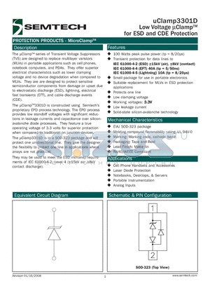 UCLAMP3301D.TCT datasheet - Low Voltage lClampTM for ESD and CDE Protection