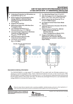 SN74CBT6845C datasheet - 8-BIT FET BUS SWITCH WITH PRECHARGED OUTPUTS 5-V BUS SWITCH WITH -2-V UNDERSHOOT PROTECTION