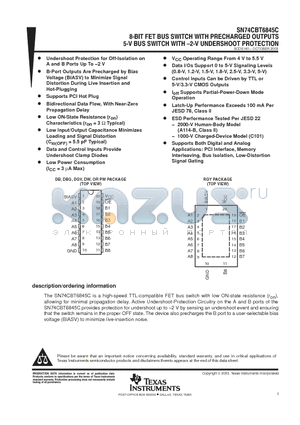 SN74CBT6845CDBQRE4 datasheet - 8-BIT FET BUS SWITCH WITH PRECHARGED OUTPUTS 5-V BUS SWITCH WITH -2-V UNDERSHOOT PROTECTION