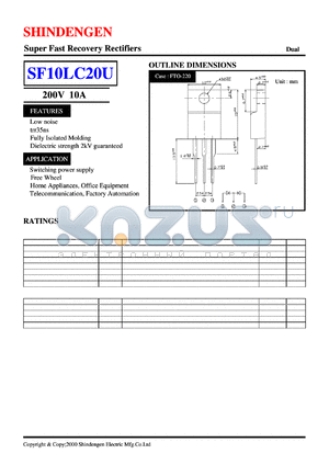 SF10LC20U datasheet - Super Fast Recovery Rectifiers(200V 10A)