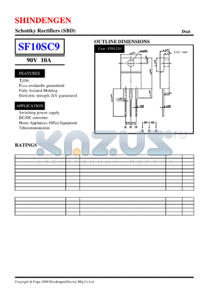 SF10SC9 datasheet - Schottky Rectifiers (SBD)(90V 10A)