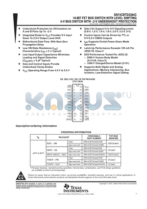 SN74CBTD3384C datasheet - 10-BIT FET BUS SWITCH WITH LEVEL SHIFTING 5-V BUS SWITCH WITH -2-V UNDERSHOOT PROTECTION