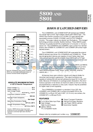 UCN5801LW datasheet - BiMOS II LATCHED DRIVERS