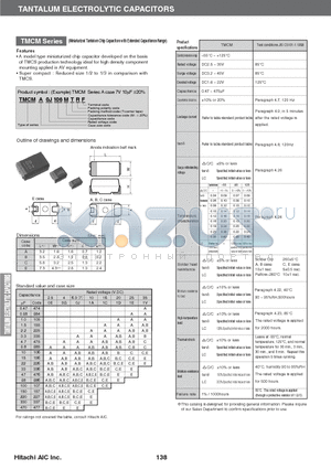 TMCMA0E106 datasheet - TANTALUM ELECTROLYTIC CAPACITORS