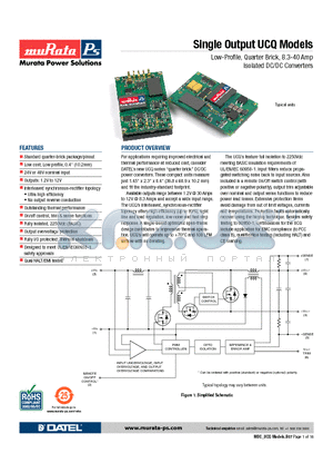 UCQ datasheet - Low-Profile, Quarter Brick, 8.3-40 Amp Isolated DC/DC Converters