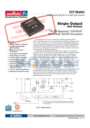 UCQ-15/6.7-D24P-C datasheet - Low-Profile, Quarter Brick, 8.3-40 Amp Isolated DC/DC Converters