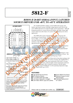 UCQ5812EPF datasheet - BiMOS II 20-BIT SERIAL-INPUT, LATCHED SOURCE DRIVERS FOR -40 Degrees Celcious TO 85 Degrees Celcious OPERATION