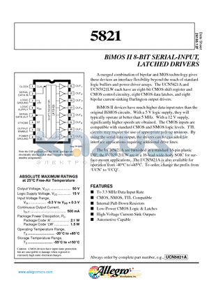 UCQ5821LW datasheet - BiMOS II 8-BIT SERIAL-INPUT, LATCHED DRIVERS