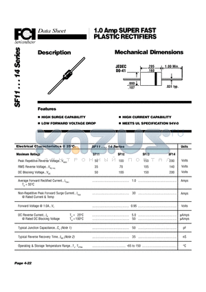 SF12 datasheet - 1.0 Amp SUPER FAST PLASTIC RECTIFIERS