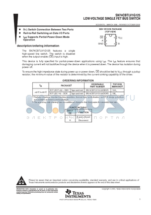 SN74CBTLV1G125DBV datasheet - LOW-VOLTAGE SINGLE FET BUS SWITCH