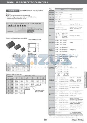 TMCRC0J476M datasheet - TANTALUM ELECTROLYTIC CAPACITORS