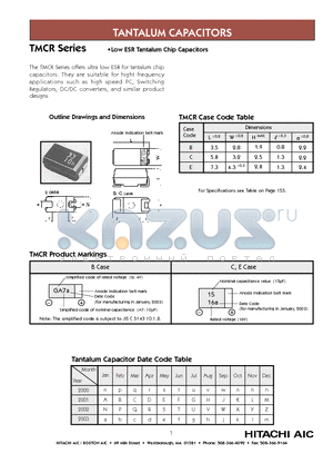 TMCRCOJ106MTR datasheet - Low ESR Tantalum Chip Capacitors