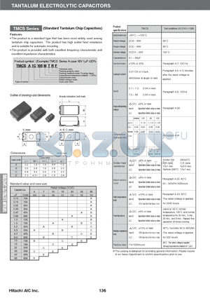 TMCSA1A155 datasheet - TANTALUM ELECTROLYTIC CAPACITORS