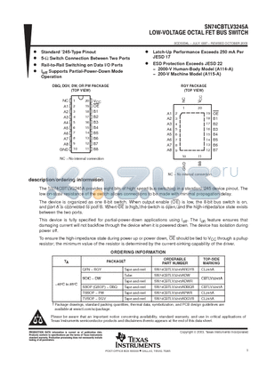 SN74CBTLV3245A datasheet - LOW-VOLTAGE OCTAL FET BUS SWITCH