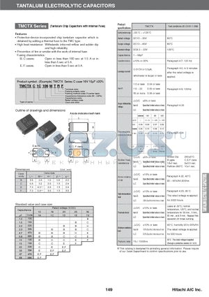 TMCTXC1A156 datasheet - TANTALUM ELECTROLYTIC CAPACITORS