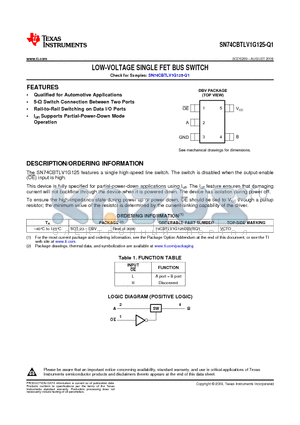 SN74CBTLV3257-EP datasheet - LOW-VOLTAGE SINGLE FET BUS SWITCH