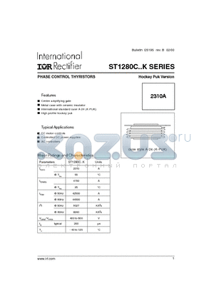 ST1280C06K0 datasheet - PHASE CONTROL THYRISTORS