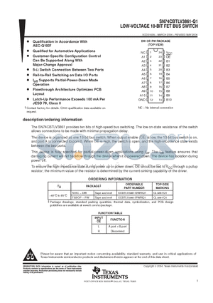 SN74CBTLV3861-Q1 datasheet - LOW-VOLTAGE 10-BIT FET BUS SWITCH