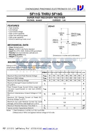 SF15G datasheet - SUPER FAST RECOVERY RECTIFIER