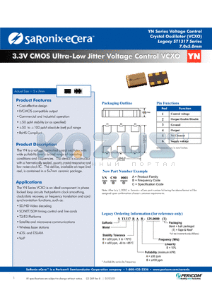 ST1317EBB datasheet - 3.3V CMOS Ultra-Low Jitter Voltage Control VCXO