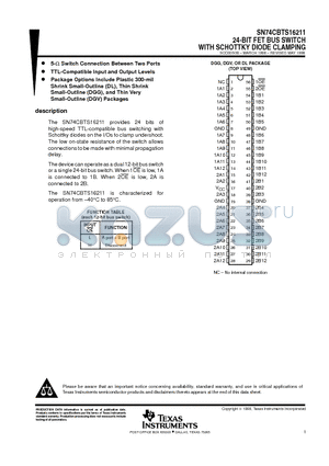 SN74CBTS16211DGG datasheet - 24-BIT FET BUS SWITCH WITH SCHOTTKY DIODE CLAMPING