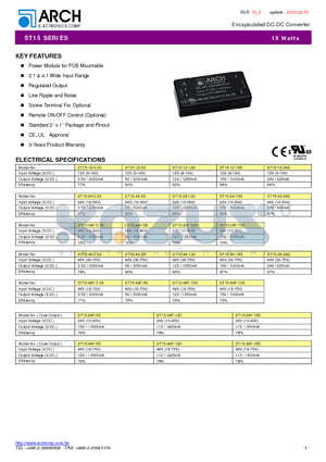 ST15-24-12S datasheet - Encapsulated DC-DCConverter