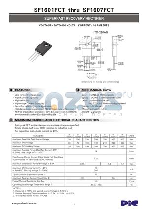 SF1606FCT datasheet - SUPERFAST RECOVERY RECTIFIER