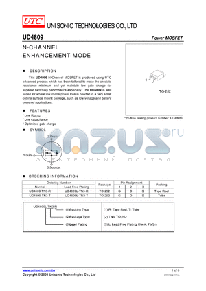 UD4809L-TN3-T datasheet - N-CHANNEL ENHANCEMENT MODE