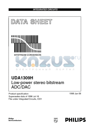 UDA1309H datasheet - Low-power stereo bitstream ADC/DAC