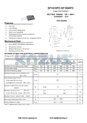 SF1620FC datasheet - Super Fast Rectifiers