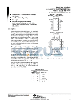 SN74F243N datasheet - QUADRUPLE BUS TRANSCEIVERS WITH 3-STATE OUTPUTS