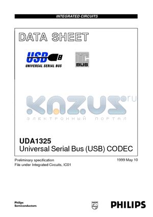 UDA1325 datasheet - Universal Serial Bus USB CODEC