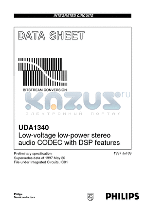UDA1340 datasheet - Low-voltage low-power stereo audio CODEC with DSP features