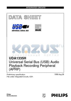 UDA1335H datasheet - Universal Serial Bus USB Audio Playback Recording Peripheral APRP