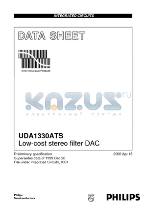 UDA1330A datasheet - Low-cost stereo filter DAC