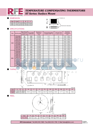 ST16-502 datasheet - TEMPERATURE COMPENSATING THERMISTORS ST Series: Surface Mount