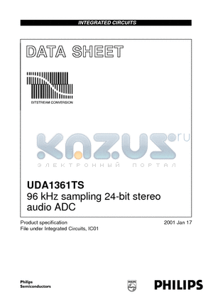 UDA1361 datasheet - 96 kHz sampling 24-bit stereo audio ADC