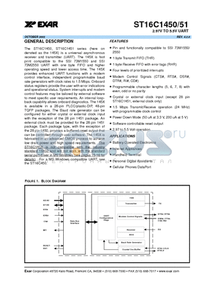 ST16C1450IP28 datasheet - 2.97V TO 5.5V UART