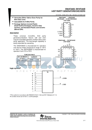 SN74F280BN datasheet - 9-BIT PARITY GENERATORS/CHECKERS